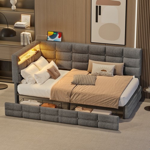 Gray twin upholstered daybed - twin,