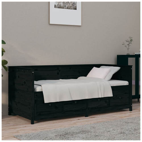 Day bed solid pinewood - day, black